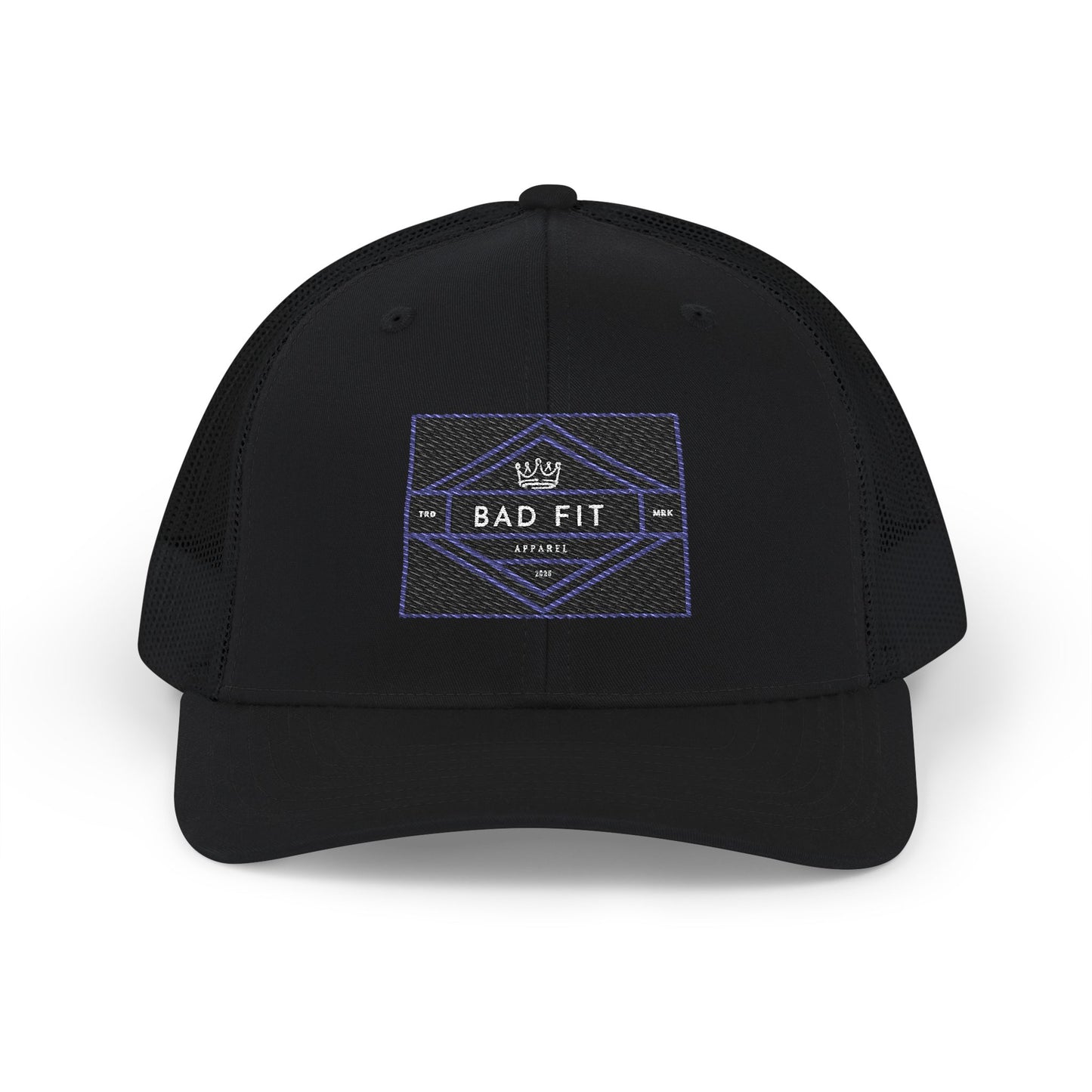 Bad Fit Purple Embroidered Trucker Hat – Retro Patch Snapback Cap