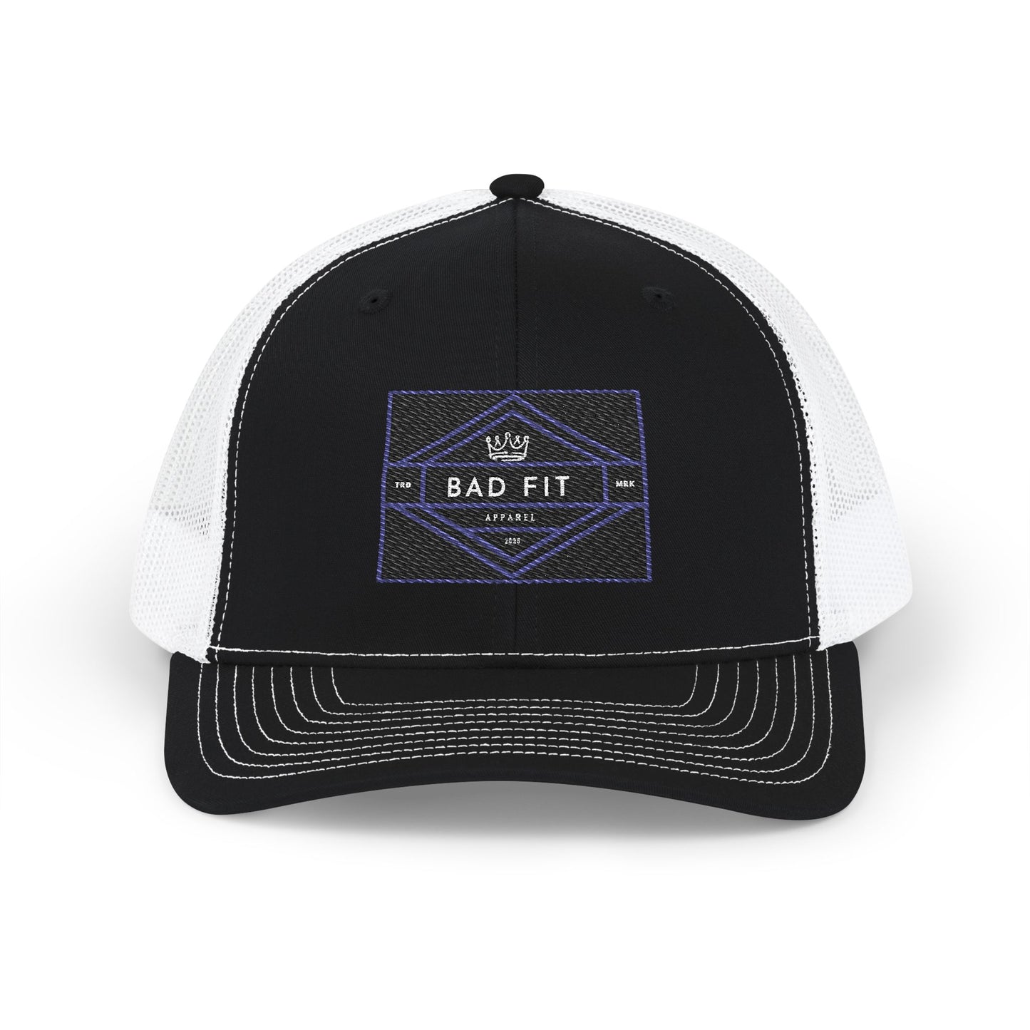 Bad Fit Purple Embroidered Trucker Hat – Retro Patch Snapback Cap
