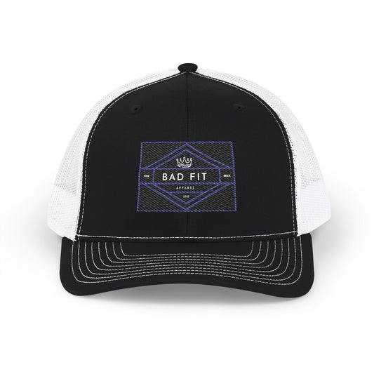 Bad Fit Purple Embroidered Trucker Hat – Retro Patch Snapback Cap