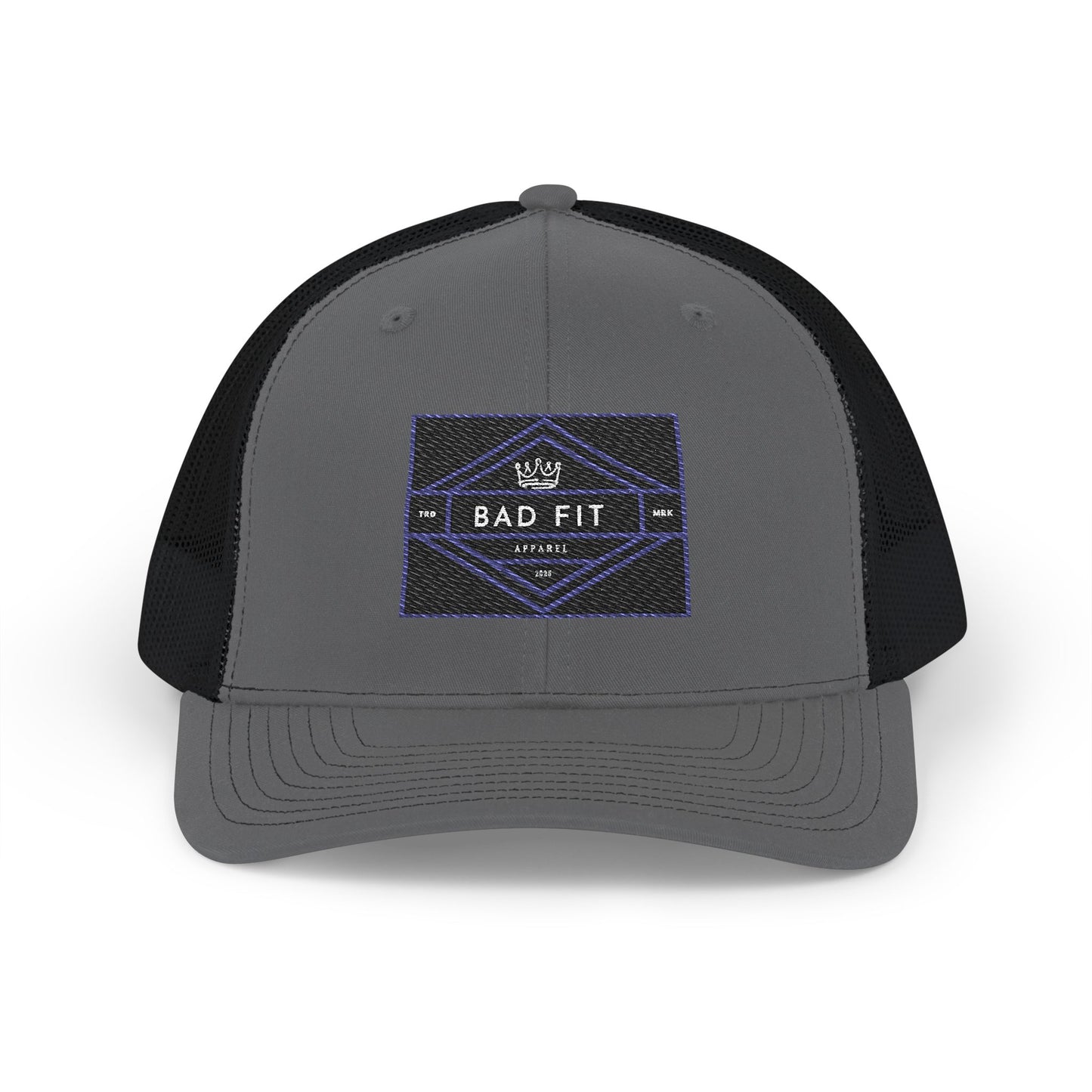 Bad Fit Purple Embroidered Trucker Hat – Retro Patch Snapback Cap